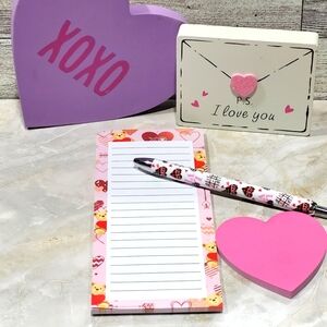 Handcrafted DTF Wrapped Plaid ❤️ Pen with 1 magnetic notepad 1 Sticky  🩷Notepad